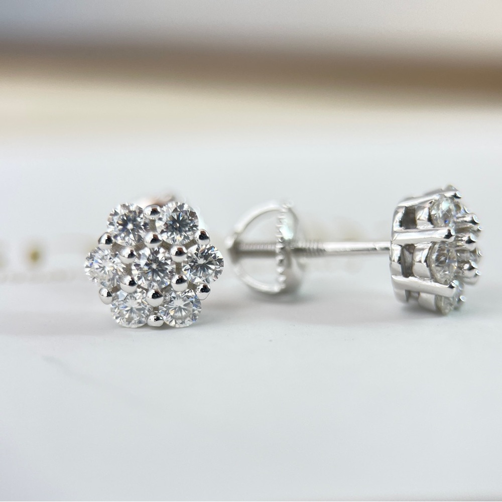Blossom Clustered Stud Earrings 0.84ctw Moissanite S925 18K Plate